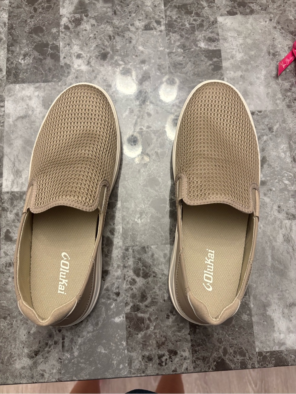 OluKai Men's Slip-On Mesh Loafers in Taupe